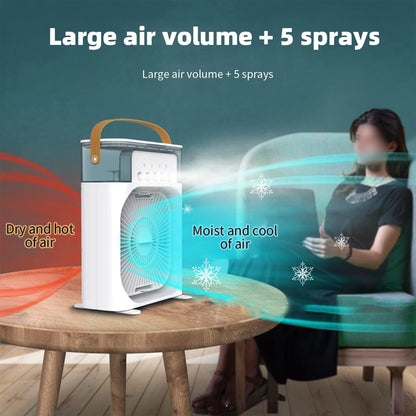 Portable Air Cooler Fan with Mist Humidifier & 7 Color LED Light | USB Rechargeable Mini Air Conditioner