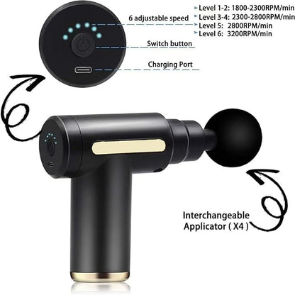 Rechargeable Deep Tissue Massage Gun – Powerful Muscle Recovery & Full Body Pain Relief Massager with Multiple Attachments