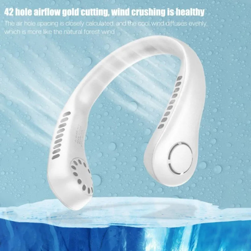 Mini Hanging Neck Fan USB Rechargeable | 3 Speed Portable Bladeless Neck Cooling Fan