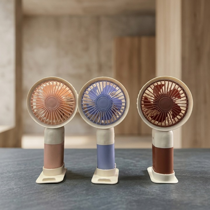Mini Cute Rechargeable Handheld Fan with Mobile Stand Base | Portable USB Desktop Cooling Fan