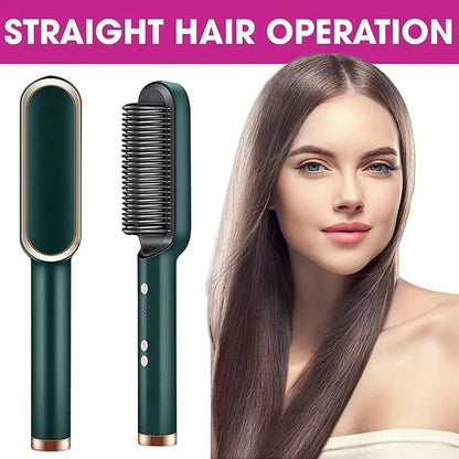 2-in-1 Electric Hair Straightener &amp; Curler Brush