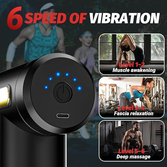 Rechargeable Deep Tissue Massage Gun – Powerful Muscle Recovery & Full Body Pain Relief Massager with Multiple Attachments