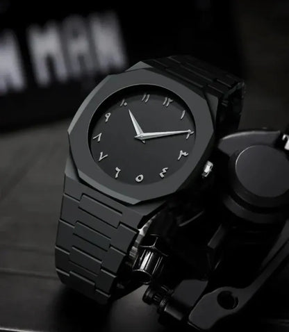 INSWORTHY Black Arabic Aura Watch – Premium Stainless Steel Luxury Watch with Arabic Dial & Gift Box for Men & Women