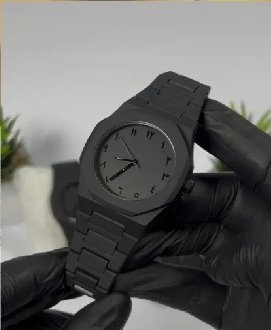 INSWORTHY Black Arabic Aura Watch – Premium Stainless Steel Luxury Watch with Arabic Dial & Gift Box for Men & Women