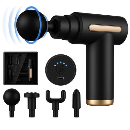 Rechargeable Deep Tissue Massage Gun – Powerful Muscle Recovery & Full Body Pain Relief Massager with Multiple Attachments