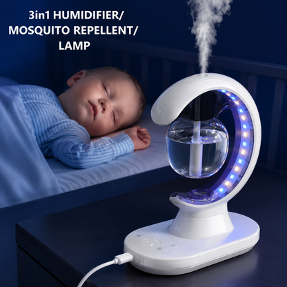 3 In 1 Smart Electric Mosquito Repellent Air Humidifier & LED Lamp | Portable Home & Office USB Night Light