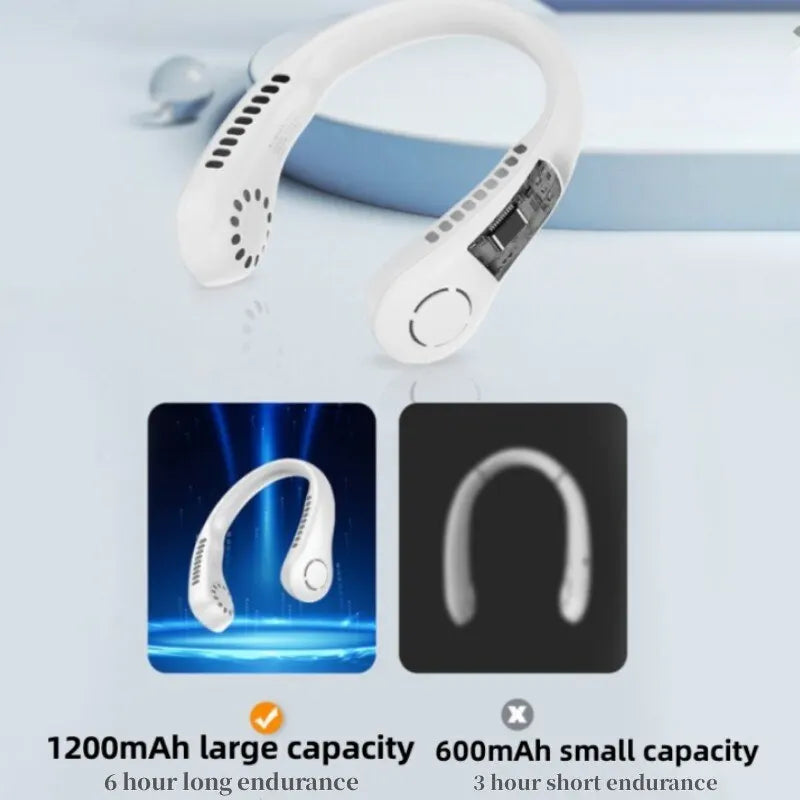 Mini Hanging Neck Fan USB Rechargeable | 3 Speed Portable Bladeless Neck Cooling Fan