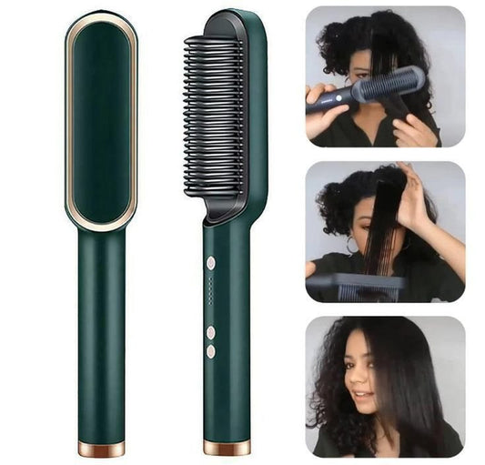 2-in-1 Electric Hair Straightener &amp; Curler Brush