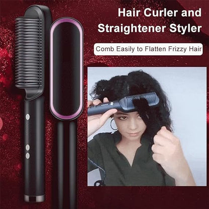2-in-1 Electric Hair Straightener &amp; Curler Brush