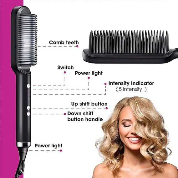2-in-1 Electric Hair Straightener &amp; Curler Brush