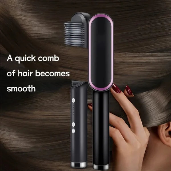 2-in-1 Electric Hair Straightener &amp; Curler Brush