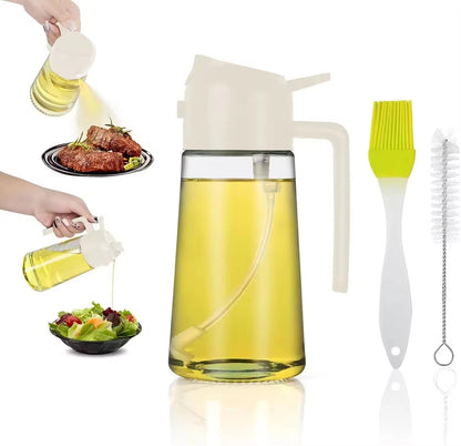 2-in-1 Glass Oil Spray & Pour Bottle