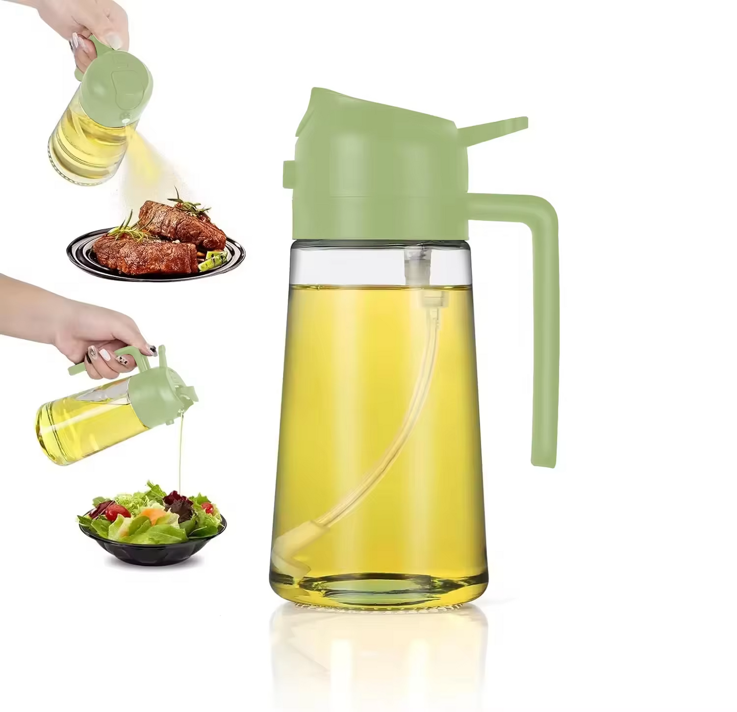 2-in-1 Glass Oil Spray & Pour Bottle