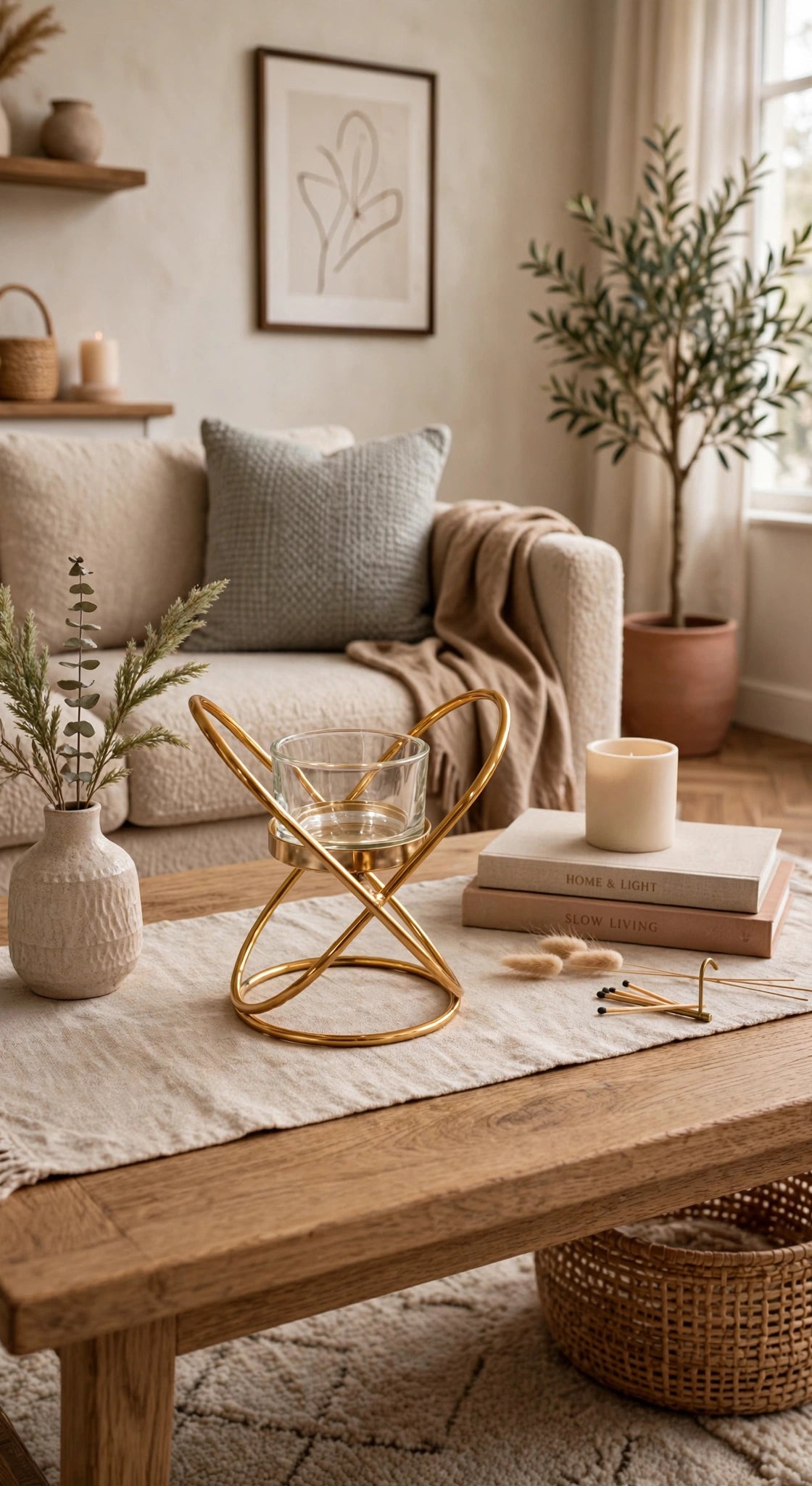 Elegant Gold Metal Candle Holder with Glass Cup | Luxury Table Décor Candle Stand for Home & Events